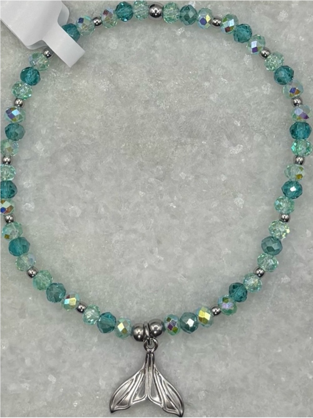 *ANKLET* S.Steel Gold Paw Print & AB Red White Blue Glass Stretchy Anklet - Picture 8 of 8